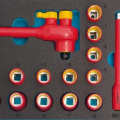 HAZET Steckschlüsselsatz VDE 10mm 3/8 Zoll Außen-Sechskant-Tractionsprofil 18-teilig 163-230/18