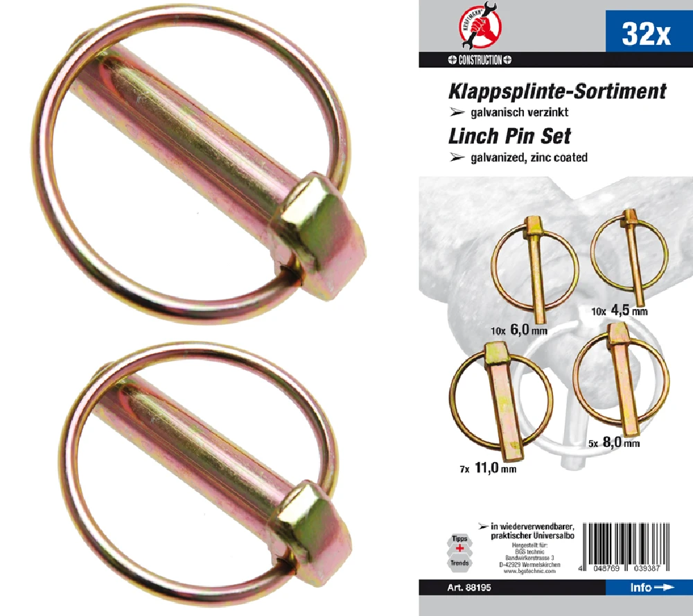 BGS DIY Klappsplinte-Sortiment | Bolzen-Ø 4,5 - 11 Mm | 32-tlg. – 88195 3 BGS DIY Klappsplinte-Sortiment | Bolzen-Ø 4,5 - 11 Mm | 32-tlg. – 88195
