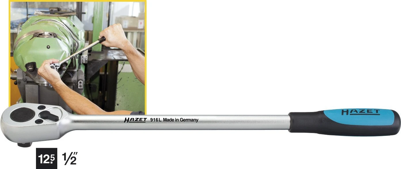 HAZET Umschaltknarre Lang- Vierkant Massiv 12,5 Mm (1/2 Zoll) 916L 4 HAZET Umschaltknarre Lang- Vierkant Massiv 12,5 Mm (1/2 Zoll) 916L – Bild 2