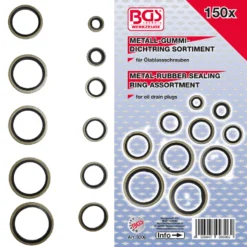 BGS Dichtring-Sortiment | Metall | Mit Gummi-Dichtwulst | 150-tlg. – 9306
